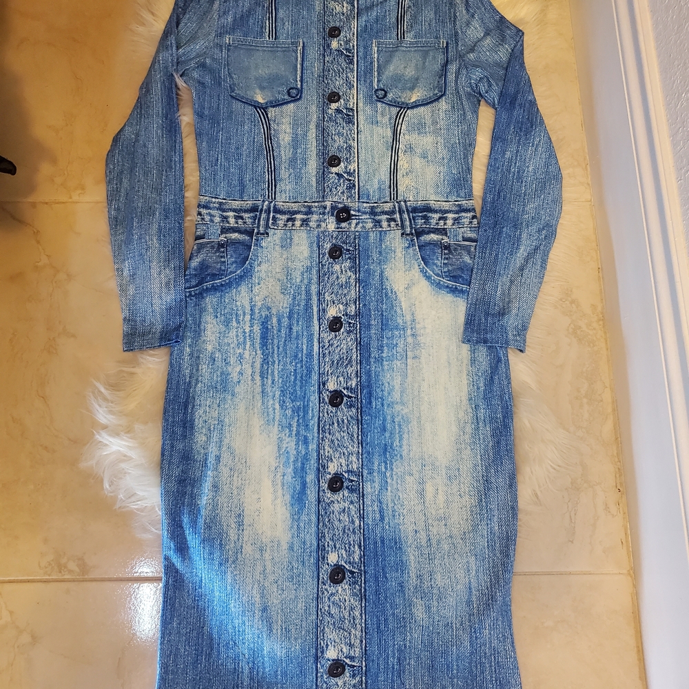 Blue Denim Button-Down Dress